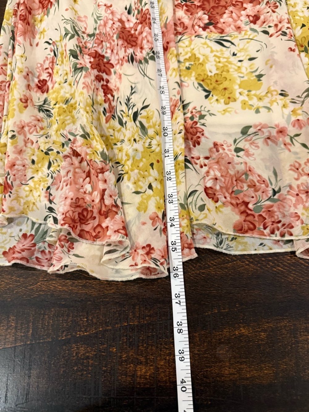 Umgee Floral Swing Dress M Cream Pink Yellow Boho Flowy Spaghetti Strap - Picture 8 of 11
